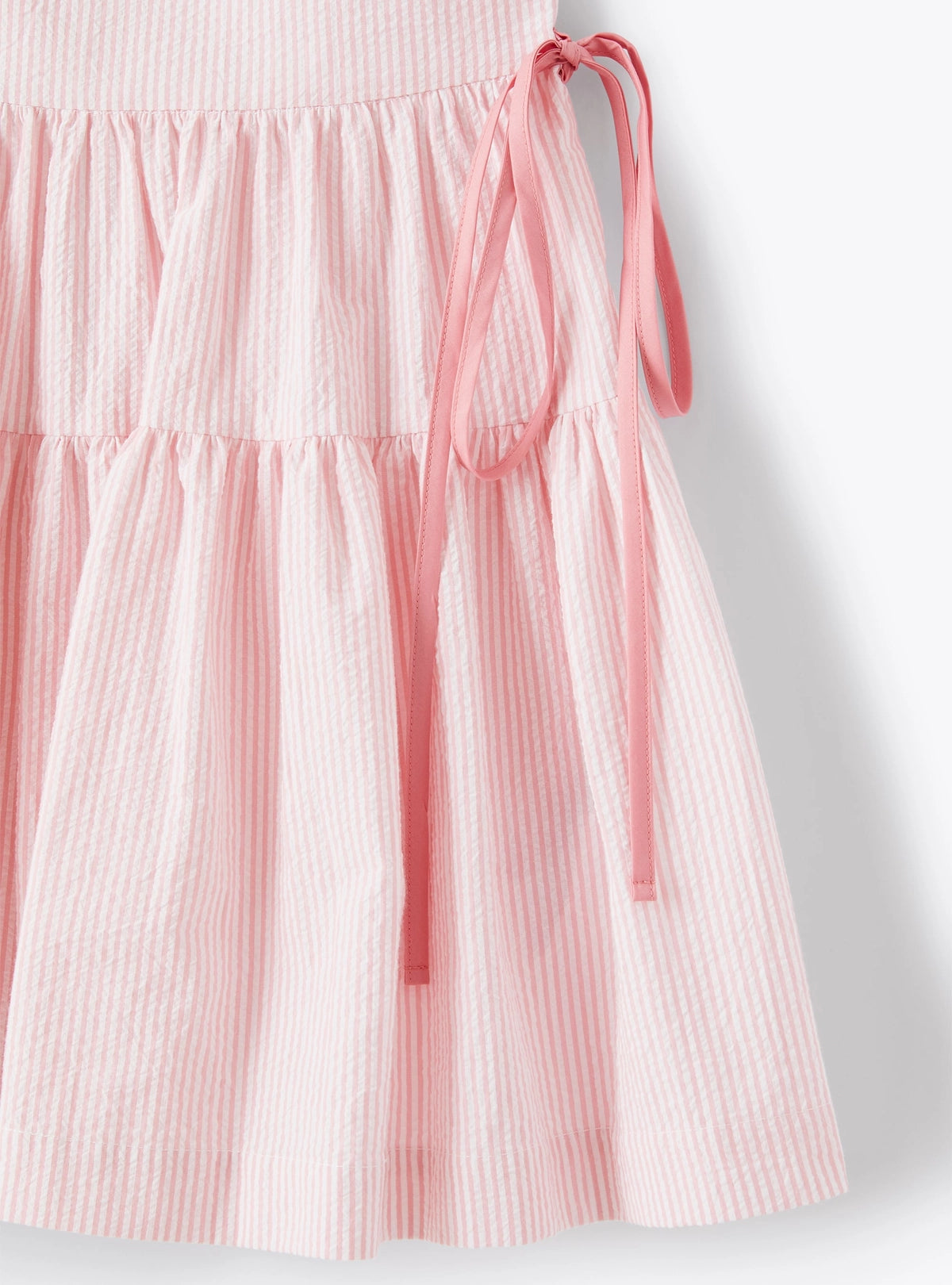 Pink Sleeveless dress in striped seersucker