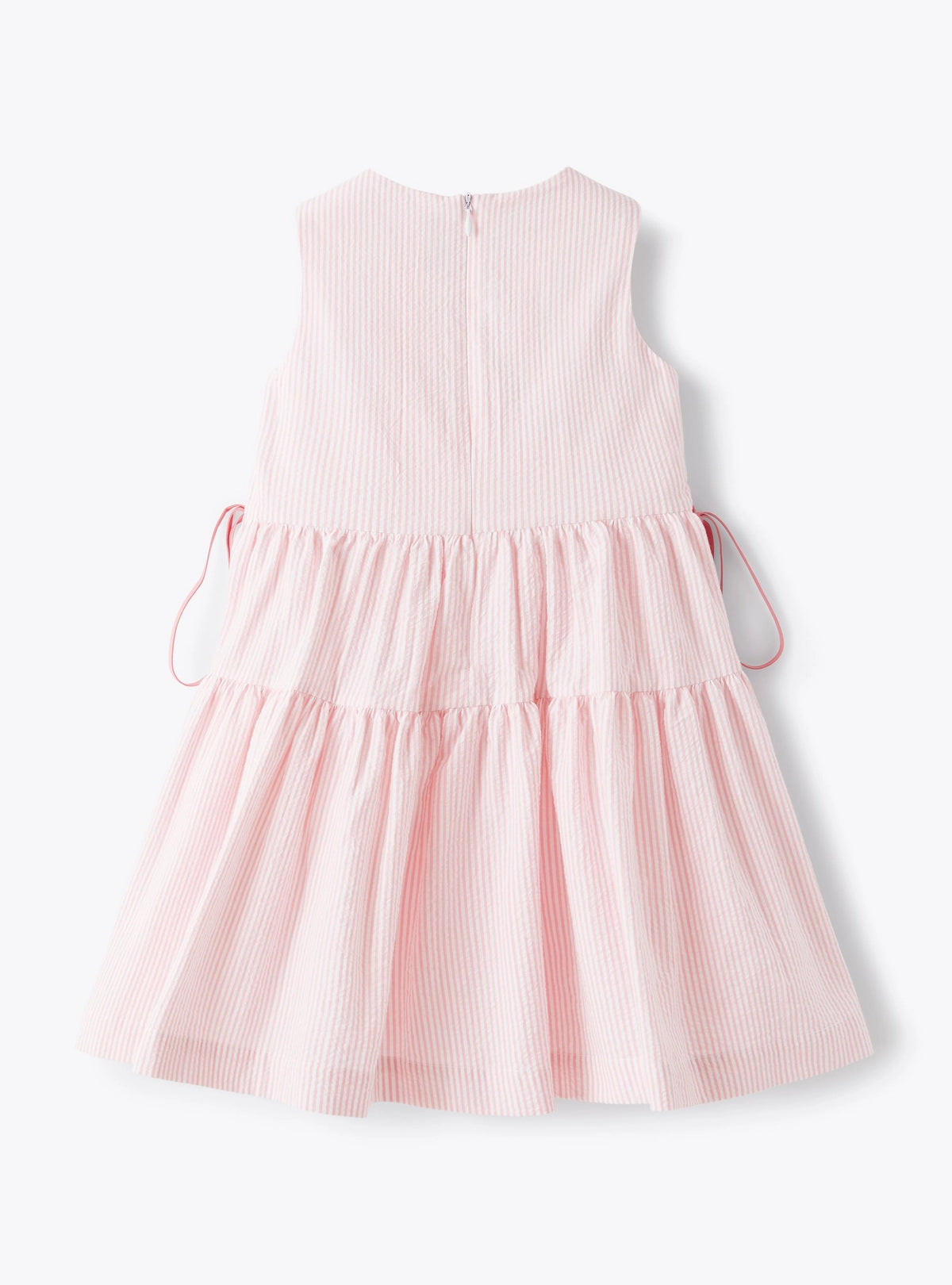 Pink Sleeveless dress in striped seersucker